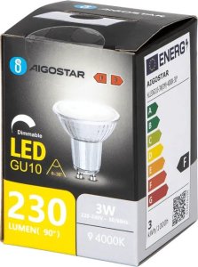 Aigostar  Żarówka LED GU10 3W 4000K z możliwością ściemniania i szklanym kloszem LED GU10 3W 4000K z możliwością ściemniania i szklanym kloszem 1