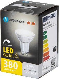 Aigostar  Żarówka LED GU10 4,9W 4000K z możliwością ściemniania i szklanym kloszem LED GU10 4,9W 4000K z możliwością ściemniania i szklanym kloszem 1