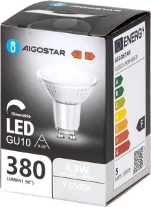 Aigostar  Żarówka LED GU10 4,9W 6500K z możliwością ściemniania i szklanym kloszem LED GU10 4,9W 6500K z możliwością ściemniania i szklanym kloszem 1