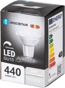 Aigostar  Żarówka LED GU10 6W 6500K z możliwością ściemniania i szklanym kloszem LED GU10 6W 6500K z możliwością ściemniania i szklanym kloszem 1