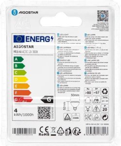 Aigostar  Żarówka reflektorek halogen LED MR16 4W/AC/DC12V biały ciepły fi50mm Żarówka reflektorek halogen LED MR16 4W/AC/DC12V biały ciepły fi50mm 4