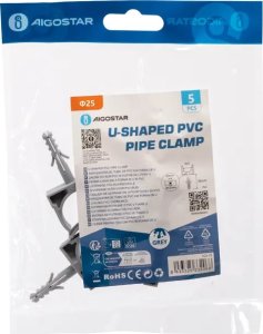 Aigostar  Zacisk do rur z PVC w kształcie litery U ze śrubą rozporową,  Zacisk do rur z PVC w kształcie litery U ze śrubą rozporową, 4