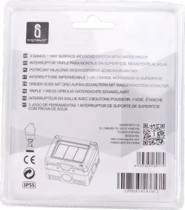 Aigostar  Wodoodporny włącznik potrójny jednobiegunowy natynkowy szary z klapką Wodoodporny łącznik potrójny jednobiegunowy natynkowy szary 3