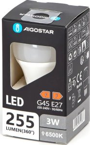 Aigostar  Żarówka diodowa kulka LED G45 E27 3W 6500K Żarówka diodowa kulka LED G45 E27 3W 6500K 1