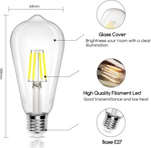 Aigostar  Żarówka LED Filament Przezroczysta ST64 E27 6W Żarówka LED Filament Przezroczysta ST64 E27 6W 4