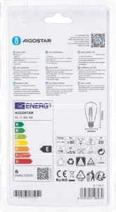 Aigostar  Żarówka LED Filament Przezroczysta ST64 E27 6W Żarówka LED Filament Przezroczysta ST64 E27 6W 8