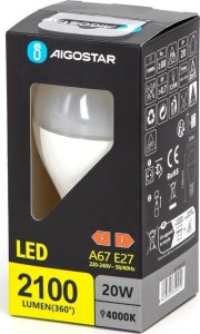 Aigostar  Żarówka diodowa LED A67 E27 20W 4000k Żarówka diodowa LED A67 E27 20W 4000k 1