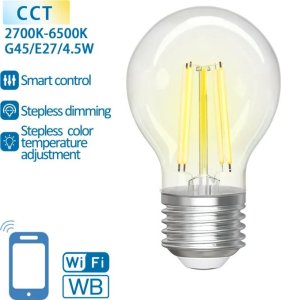 Aigostar  Inteligentna żarówka WB G45 E27 Wi-Fi Przezroczysta Inteligentna żarówka WB G45 E27 Wi-Fi Przezroczysta 2