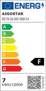 Aigostar  Żarówka diodowa skupiona LED R50 E14 7W 3000k 610lm biała ciepła Żarówka diodowa skupiona LED R50 E14 7W 3000k 610lm biała ciepła 8