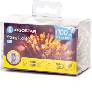 Lampki choinkowe Aigostar  Lampki choinkowe-ozdobne na 3 baterie AA, Ciepła biel, 10m Płaska taśma świetlna na 3 baterie AA, Ciepła biel, 10m 2