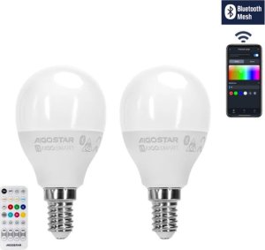 Aigostar  Żarówka diodowa Bluetooth MESH G45 E14 6,5W RGB+CCT 2 szt. Żarówka diodowa Bluetooth MESH G45 E14 6,5W RGB+CCT 2 szt. 1