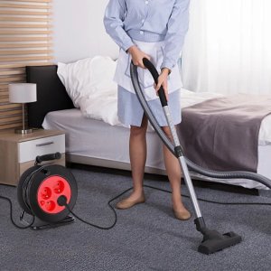 Aigostar  Przedłużacz bębnowy z 4 gniazdami typu francuskiego 3G 1.0m 40 m czarny Zwijacz kabla z 4 gniazdami typu francuskiego 3G 1.0m 40 m czarny 6