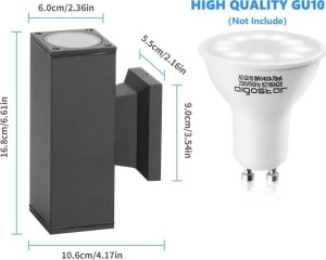 Kinkiet Aigostar  Kinkiet dwukierunkowy lampa ścienna czarna bez źródła światła GU10 Dwukierunkowa lampa ścienna czarna bez źródła światła GU10 6