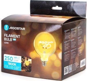Aigostar  Żarówka ozdobna LED filament z napisem Love E27 4W duża bańka fi120 Żarówka ozdobna LED filament z napisem Love E27 4W duża bańka fi120 4