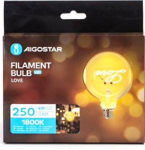 Aigostar  Żarówka ozdobna LED filament z napisem Love E27 4W duża bańka fi120 Żarówka ozdobna LED filament z napisem Love E27 4W duża bańka fi120 5