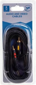 Kabel Aigostar  Kabel audio 3,5 męski - 3RCA 3 m czarny Kabel audio 3,5 męski - 3RCA 3 m czarny 2
