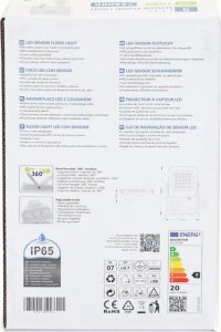 Naświetlacz Aigostar  LED Naświetlacz z czujnikiem biały  20W LED Naświetlacz z czujnikiem biały  20W 5