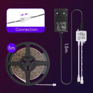 Taśma LED Aigostar  Taśma LED 5m ciepła ze ściemniaczem-pilotem+zasilacz LED Pasek świetlny niskiego napięcia 5m 11