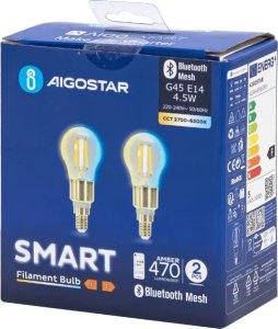 Aigostar  Inteligentna żarówka Bluetooth Mesh G45 4.5W CCT 2 szt. Inteligentna żarówka Bluetooth Mesh G45 4.5W CCT 2 szt. 1