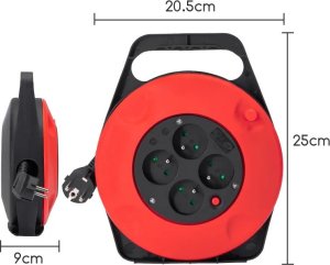 Adapter AV Aigostar  Przedłużacz na bębnie z 4 gniazdami typu francuskiego 3G 1.0mm2 10 m czarny Zwijacz kabla z 4 gniazdami typu francuskiego 3G 1.0mm2 10 m czarny 2