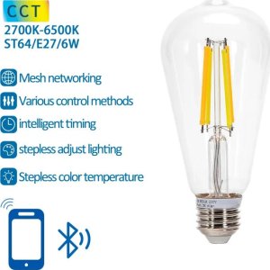 Aigostar  Inteligentna żarówka Bluetooth Mesh ST64 6W CCT E27 Inteligentna żarówka Bluetooth Mesh ST64 6W CCT 2