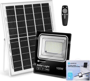 Naświetlacz Aigostar  Halogen solarny o mocy LED 100W zestaw reflektor panel oraz pilot Halogen solarny o mocy LED 100W zestaw reflektor panel oraz pilot 1