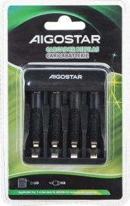 Ładowarka Aigostar  Ładowarka do akumulatorków od 1 do 4 ogniw AA/AAA zasilana z USB Ładowarka do akumulatorków od 1 do 4 ogniw AA/AAA zasilana z USB 1