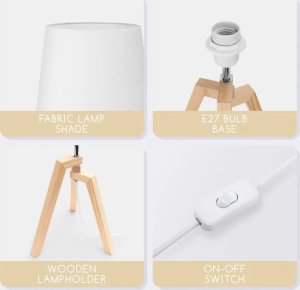 Lampa stołowa Aigostar  Drewniana Lampa Stołowa E27 Drewniana Lampa Stołowa Bez Źródła Światła E27 4