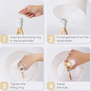 Lampa stołowa Aigostar  Drewniana Lampa Stołowa E27 Drewniana Lampa Stołowa Bez Źródła Światła E27 5