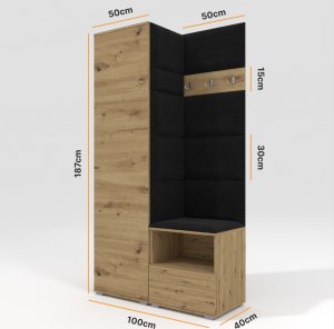 Ravio Tapicerowana garderoba Nela I w kolorze grafitowym i tkaninie Trinity 16 8