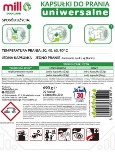 Mill Kapsułki do prania koloru i białego 30 szt uniwersalne 2