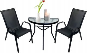 kontrast Zestaw mebli ogrodowych LIPARIS - stół + 2 krzesła, czarny, idealny na taras i balkon 3