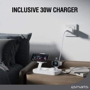 Ładowarka 4smarts 4smarts Qi2 Ladestation Trident mit MFi Fast Charger, weiß 6