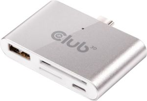 Czytnik Club 3D USB-C - micro USB USB C - USB A Srebrny (CSV-1590) 1