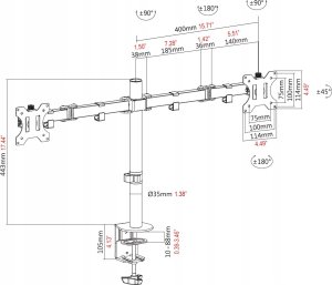 Vision VISION 2-fach-Monitor-Schreibtischstander - 30 JAHRE GARANTIE - geeignet fur Bildschirm 13-27 Zoll mit VESA-Grossen 75 x 75 oder 100 x 100 - 2-teilige Arme - Drehbar - Schnellentriegelung - schwenk-und neigbar - Klemme oder Tulle - Standerhohe 465 4