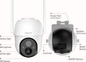 Kamera IP Arenti Arenti Arenti GO2T-SP2 Outdoor PT Baterija Rechargeable Wi-Fi 2K Camera 6