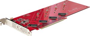 StarTech STARTECH.COM Quad M.2 PCIe Adapterkarte PCI Express 4.0 x16 auf Vierfach NVMe oder AHCI M-Key M.2 SSDs 7,8GBit/s je SSD Bifurkation 1