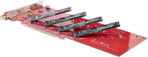 StarTech STARTECH.COM Quad M.2 PCIe Adapterkarte PCI Express 4.0 x16 auf Vierfach NVMe oder AHCI M-Key M.2 SSDs 7,8GBit/s je SSD Bifurkation 6
