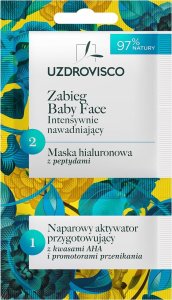 Uzdrovisco Zabieg Baby Face intensywnie nawadniający maska hialuronowa z peptydami z aktywatorem 8ml 1