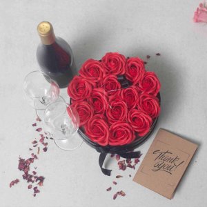 Bispol Mydlany Flower Box - 14 Kremowych Róż w Okrągłym Pudełku 4