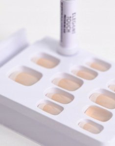 Elegant Touch Set, Elegant Touch, Natural French, Square, Artificial Nails, Bare, 101, Size Medium, 24 pcs For Women 4