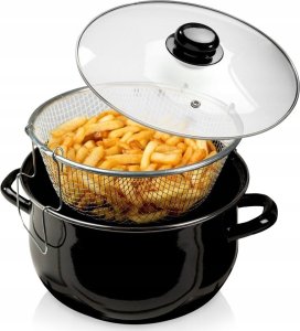 NAVA Garnek do frytek emaliowany z sitkiem i pokrywką 24,5 cm, 4 l 2