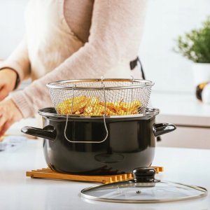 NAVA Garnek do frytek emaliowany z sitkiem i pokrywką 24,5 cm, 4 l 3