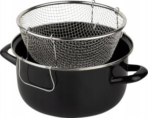 NAVA Garnek do frytek emaliowany z sitkiem i pokrywką 24,5 cm, 4 l 5