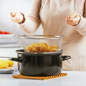 NAVA Garnek do frytek emaliowany z sitkiem i pokrywką 24,5 cm, 4 l 6