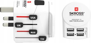 Adapter AV Skross Skross PRO+ 4xUSB World ohne CH/I adapter wtyczek zasilających C14 Uniwersalne Biały 2