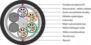 Digitus Kabel światłowodowy zewnętrzny DIGITUS ze złączem SC 12 wł. (1x12) SM 9/125, Fca PE, 1500N, czarny 1