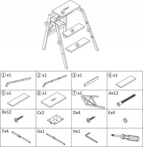 5five Drabina składana, niska, bambusowa, 3 stopnie, 63,5 cm 4