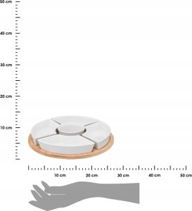 Secret de Gourmet Zestaw do przekąsek: 6 porcelanowych miseczek + bambusowa taca 3