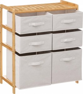 5five Półka bambusowa TIDY z 6 materiałowymi koszami, wys. 78,5 cm 2